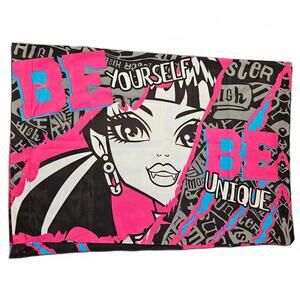 Monster High 2013 Pink & Black Pillowcase Vibrant Kids Bedding Reversible